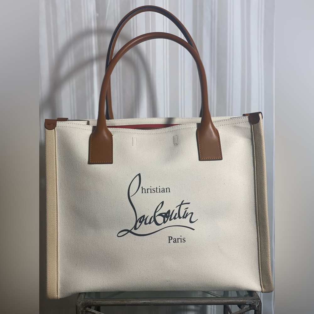 ****SOLD****Christian Loubotin Canvas Nastroloubi Large Tote